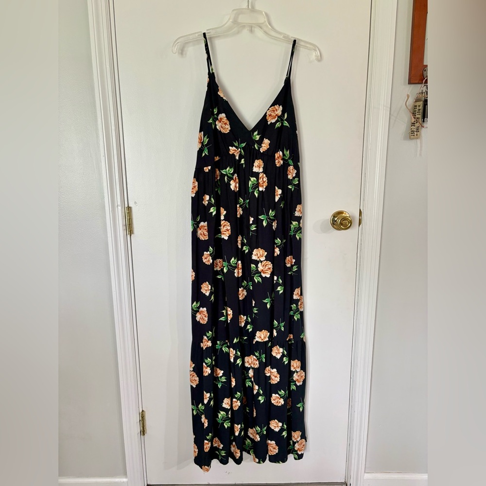Old Navy Maxi Dress with Peach Floral Print